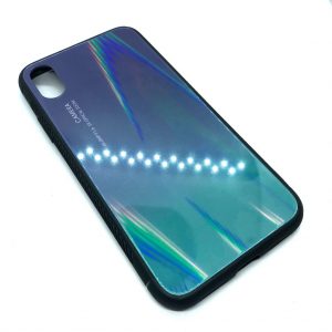 TPU+Glass чехол Gradient Glass с градиентом для Iphone XS Max (Фиолетовый / Зеленый)
