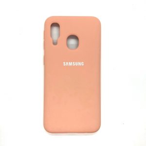 Оригинальный чехол Silicone Cover 360 с микрофиброй для Samsung A40 2019 (A405) (Персиковый)