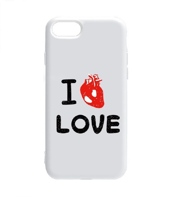 Силиконовый TPU чехол TOTO Pure Print Case с рисунком для Iphone 7 / 8 / SE (2020) – Love Heart White