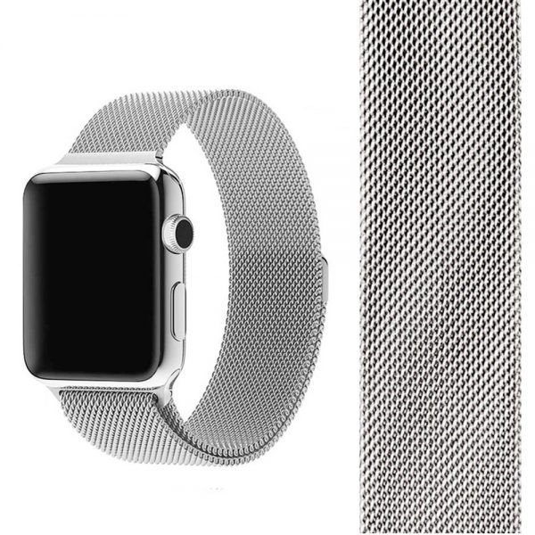 Ремешек Миланская петля Milanese Loop для Apple Watch 42 mm / 44 mm / 45 mm / 49 mm №2 (Серебряный)