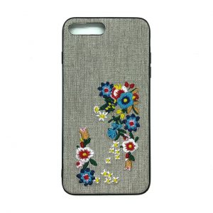Cиликоновый (TPU+PC) чехол (накладка) “Вышиванка” с цветами для Iphone 7 / 8 (Серый)