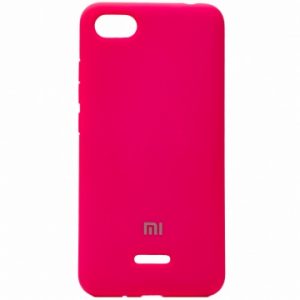 Оригинальный чехол Silicone Cover 360 с микрофиброй для Xiaomi Redmi 6A (Ярко-розовый)