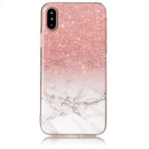 Cиликоновый (TPU) чехол (накладка) OMEVE Stone для Iphone X / XS (Мрамор розовый / белый)