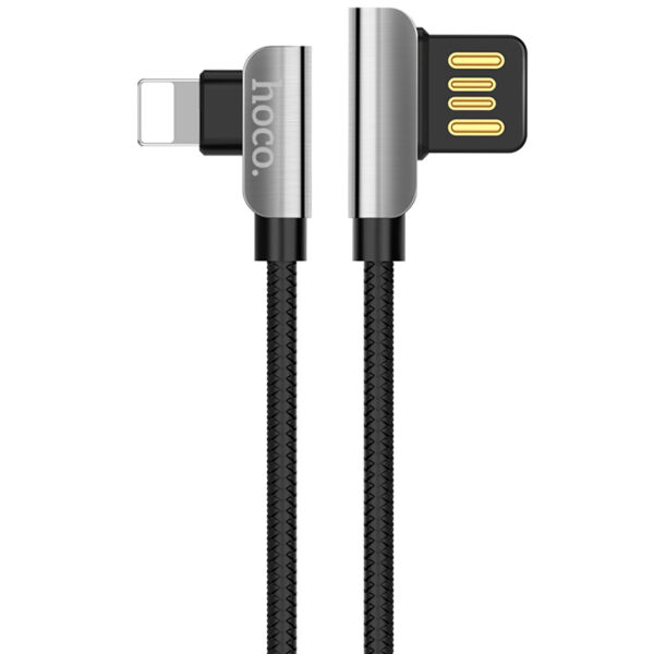 Кабель Hoco U42 Exquisite Steel USB – Lightning 2.4A 1.2м Black