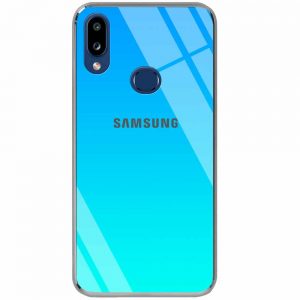 TPU+Glass чехол Gradient Rainbow с лого  для Samsung Galaxy A10s 2019 (A107) – Голубой