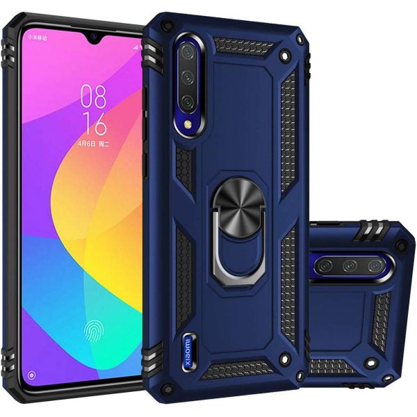 Ударопрочный чехол Serge Ring под магнитный держатель с кольцом для Xiaomi Mi 9 Lite / Mi CC9 – Темно-синий