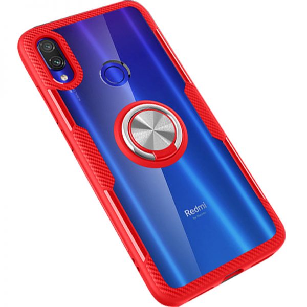 Чехол TPU+PC Deen CrystalRing с креплением под магнитный держатель для  Xiaomi Redmi Note 7 / 7 Pro — Красный