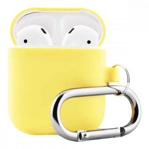 Чехол для наушников Silicone Case Slim + карабин для Apple Airpods  – Yellow
