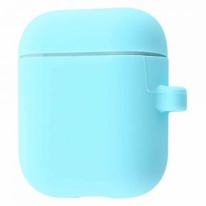 Чехол для наушников Silicone Case Slim + карабин для Apple Airpods  – Turquoise
