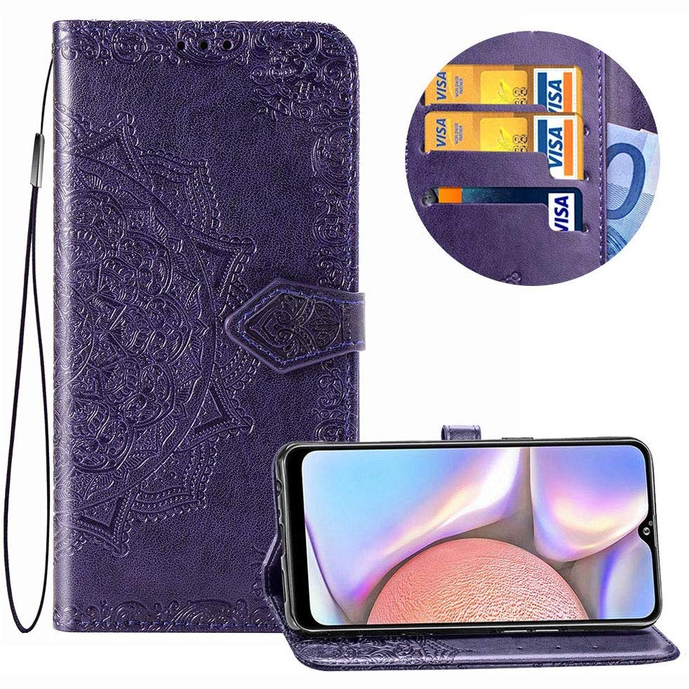 Кожаный чехол-книжка Art Case с визитницей для Samsung Galaxy A20 / A30 2019 – Фиолетовый