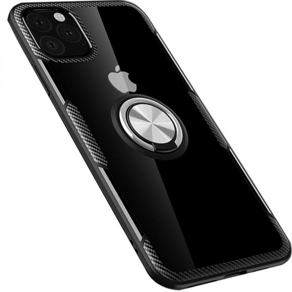 Чехол TPU+PC Deen CrystalRing с креплением под магнитный держатель для  Iphone 11 Pro Max — Черный