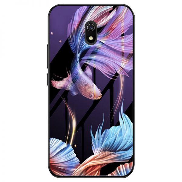 TPU+Glass чехол Night case светящийся в темноте для Xiaomi Redmi 8A – Рыбка / Фиолетовый