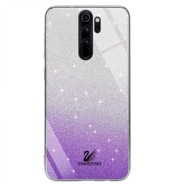 Чехол с блестками Swarovski TPU+Glass для Xiaomi Redmi Note 8 Pro – Фиолетовый