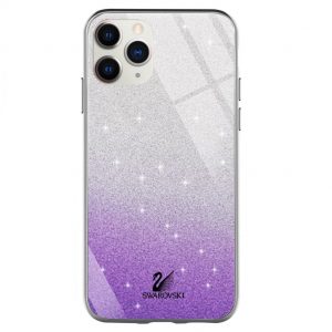 Чехол с блестками Swarovski TPU+Glass для Iphone 11 Pro Max – Фиолетовый
