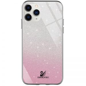 Чехол с блестками Swarovski TPU+Glass для Iphone 12 Pro / 12 – Розовый