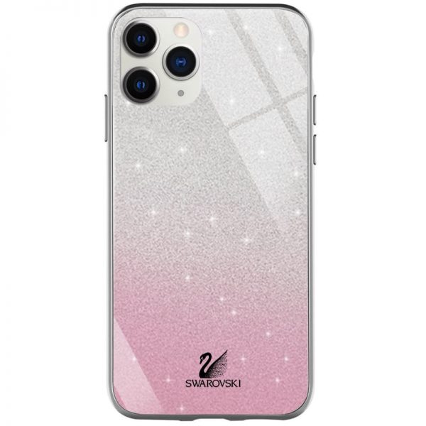 Чохол TPU+Glass з блискітками Swarovski для Iphone 12 / 12 Pro Рожевий