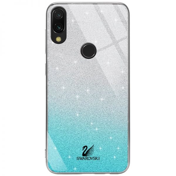 Чехол с блестками Swarovski TPU+Glass для Xiaomi Redmi Note 7 / 7 Pro / 7s – Бирюзовый