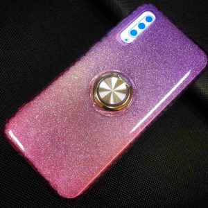 Cиликоновый чехол c кольцом и блестками для Samsung Galaxy A30s 2019 (A307) / A50S (A507) – Violet / Rose