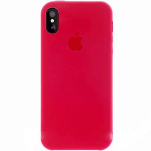 Оригинальный чехол Silicone Case 360 с микрофиброй для Iphone X / XS – Розовый  / Rose red