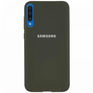 Оригинальный чехол Silicone Cover 360 с микрофиброй для Samsung Galaxy A50 2019 (A505) / A30s 2019 (A307) – Оливковый / Light Olive