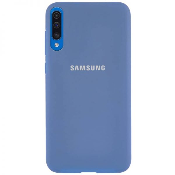 Оригинальный чехол Silicone Cover 360 с микрофиброй для Samsung Galaxy A50 2019 (A505) / A30s 2019 (A307) – Синий / Denim Blue
