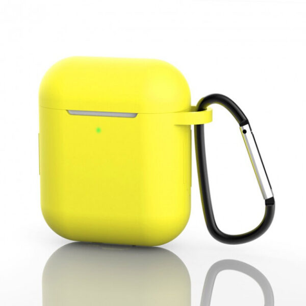 Чехол для наушников Silicone Case New + карабин для Apple Airpods 1/2 – Yellow