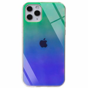 TPU+Glass чехол Gradient Rainbow с лого  для Iphone 11 Pro Max – Зеленый