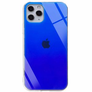 TPU+Glass чехол Gradient Rainbow с лого  для Iphone 11 Pro – Синий