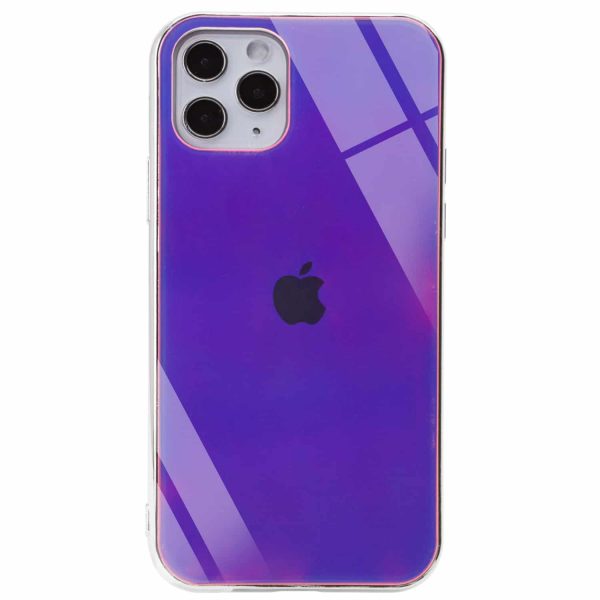 TPU+Glass чехол Gradient Rainbow с лого  для Iphone 11 Pro Max – Фиолетовый