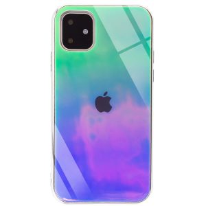 TPU+Glass чехол Gradient Rainbow с лого  для Iphone 11 – Зеленый