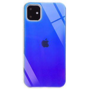 TPU+Glass чехол Gradient Rainbow с лого  для Iphone 11 – Синий