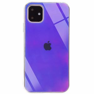 TPU+Glass чехол Gradient Rainbow с лого  для Iphone 11 – Фиолетовый
