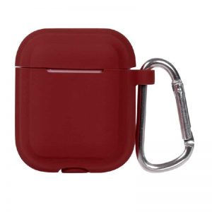Чехол для наушников Plain Cover With Stripe Style Case для Apple Airpods – Wine Red