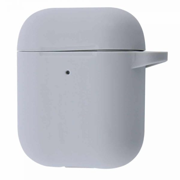 Чехол для наушников Silicone Case New + карабин для Apple Airpods 1/2 – Gray