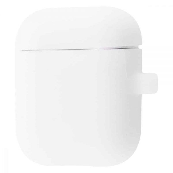 Чехол для наушников Silicone Case Slim + карабин для Apple Airpods  – Luminescent white