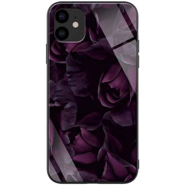 TPU+Glass чехол ForFun для Iphone 11 – Фиолетовый / Розы