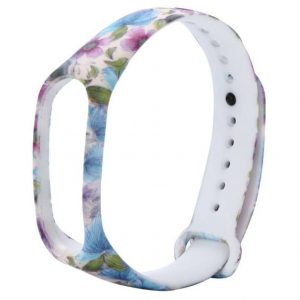 Ремінець Silicone для Xiaomi Mi Band 3/4 Pink / Blue Flowers