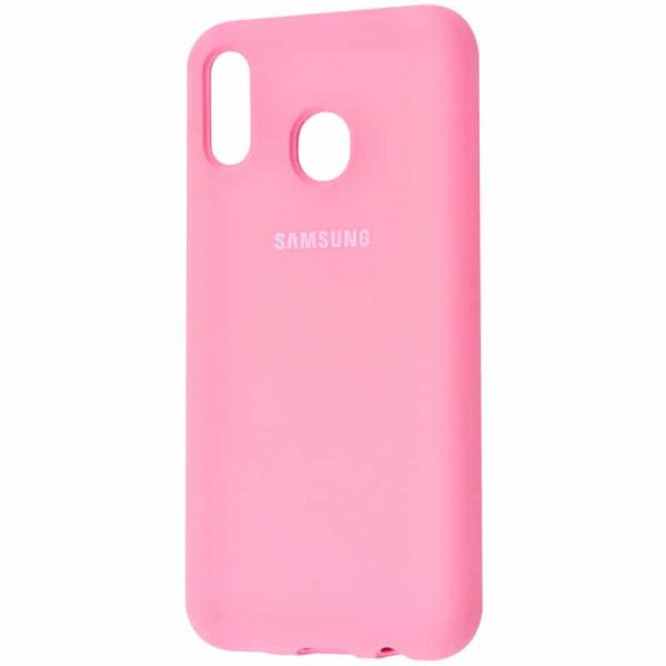 Оригинальный чехол Silicone Cover 360 с микрофиброй для Samsung A40 2019 (A405) – Розовый / Pink