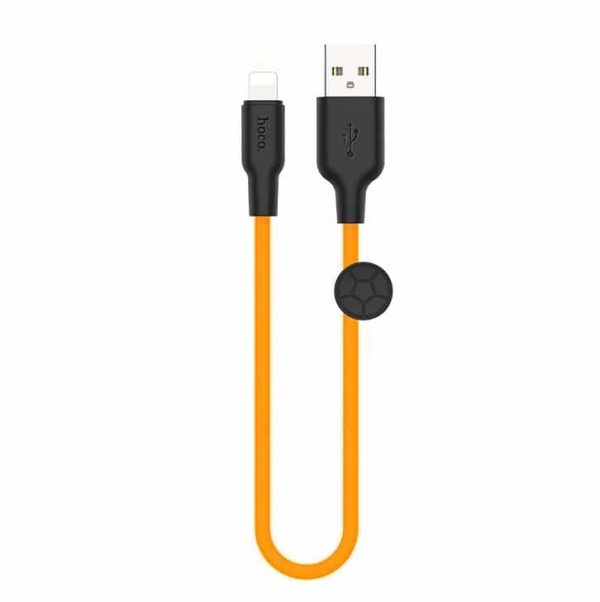 Кабель Hoco X21 plus Silicone Lightning 2.4A (0.25м)- Black / Orange