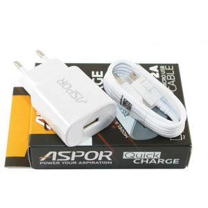 Сетевое зарядное устройство Aspor A90 + кабель MicroUSB 2A (1м) – White