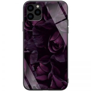 TPU+Glass чехол ForFun для Iphone 11 Pro Max – Фиолетовый/Розы