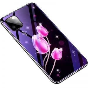 TPU+Glass чехол Fantasy с глянцевыми торцами  для Iphone 11 Pro Max – Тюльпаны