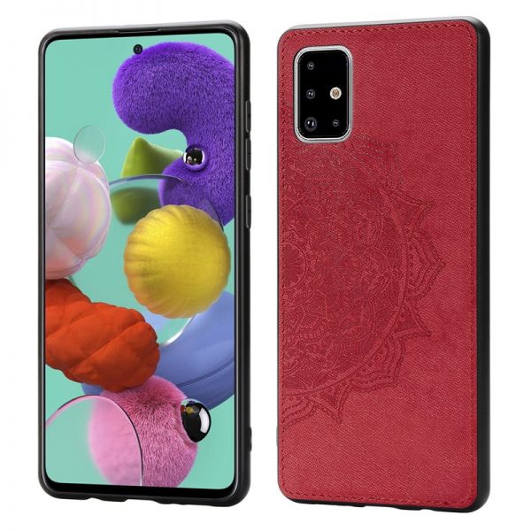 TPU+Textile чехол Mandala с 3D тиснением для Samsung Galaxy A51 – Красный