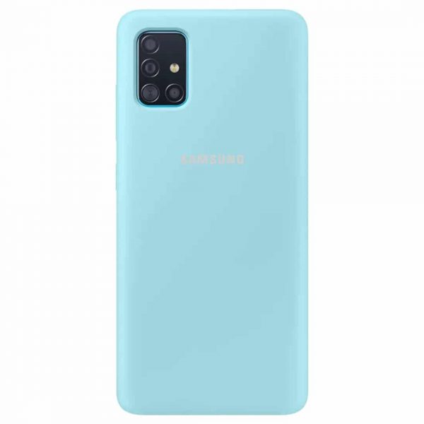 Оригинальный чехол Silicone Cover 360 с микрофиброй для Samsung Galaxy A51 – Бирюзовый / Ice Blue
