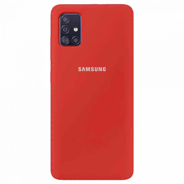 Оригинальный чехол Silicone Cover 360 с микрофиброй для Samsung Galaxy A51 – Красный / Dark Red