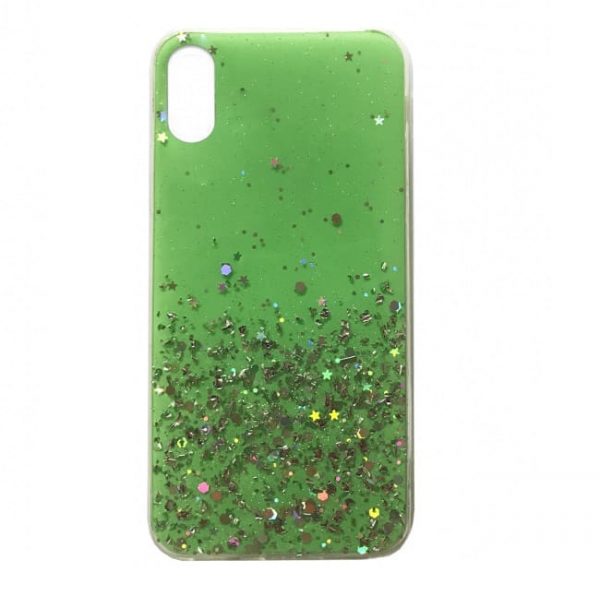 Cиликоновый чехол с блестками Shine Glitter для Iphone XR – Green