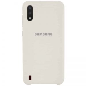 Оригинальный чехол Silicone Case с микрофиброй для Samsung Galaxy A01 – Бежевый / Antigue White