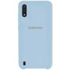Оригинальный чехол Silicone Case с микрофиброй для Samsung Galaxy A01 – Голубой / Lilac Blue