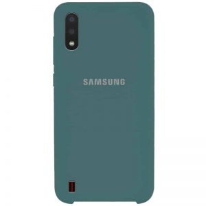 Оригинальный чехол Silicone Case с микрофиброй для Samsung Galaxy A01 – Зеленый / Pine green