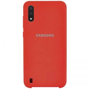 Оригинальный чехол Silicone Case с микрофиброй для Samsung Galaxy A01 – Красный / Red